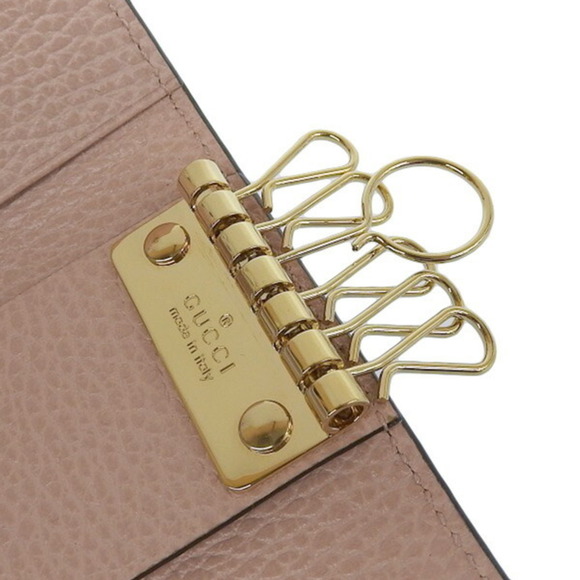 GUCCI GG Supreme Leather Double G 6 Row Key Case 456118 Beige/Pink Ladies - Picture 7 of 8